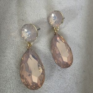 Gold Frosted Light Pink Classic Teardrop Dangle Earrings